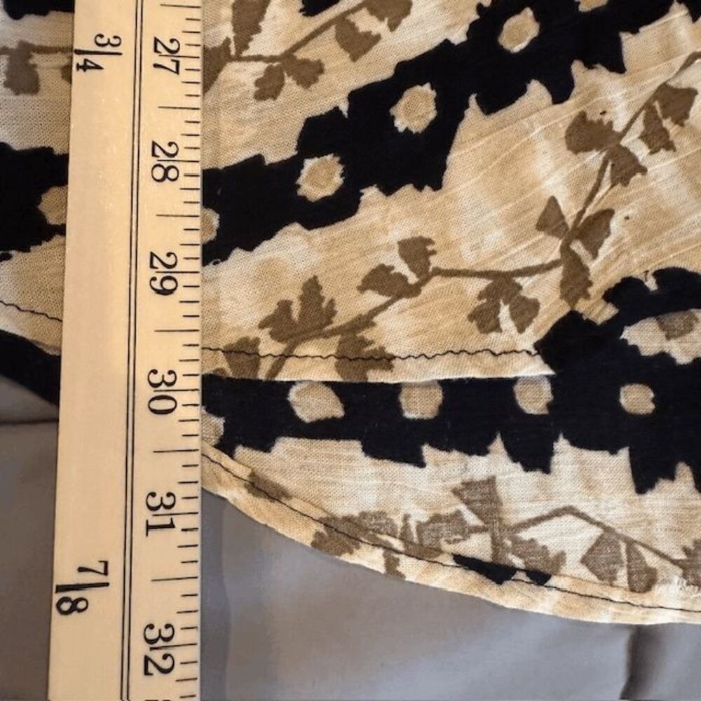 Rabbit Rabbit Rabbit Tropical‎ Print Blouse Shell Buttons Black Tan Size 12 - Picture 11 of 12